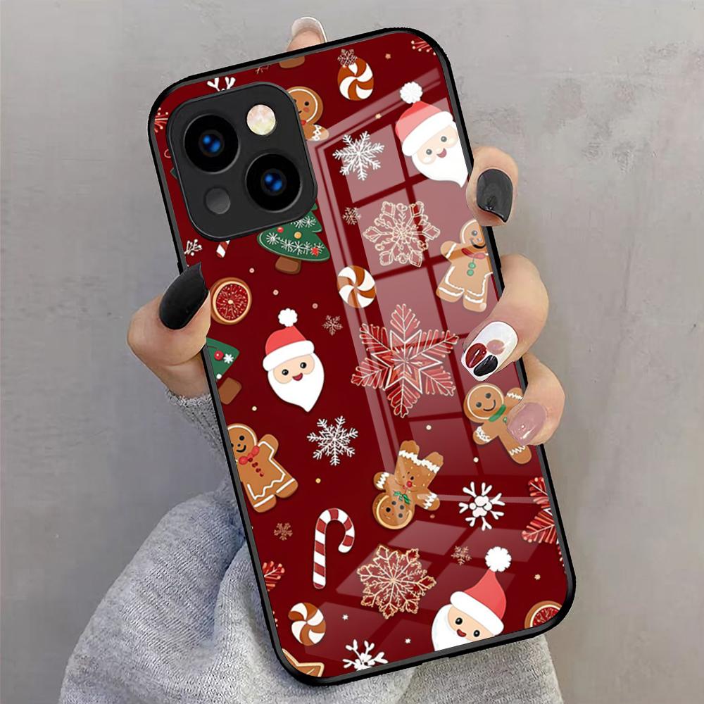 Christmas Santa Claus Snowman Phone Case For IPhone 17 Pro Max 16 15 14 Pro Max 13 11 X Xs Xr 8 7Plus Glass Cover