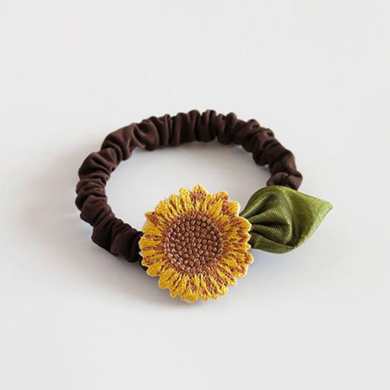 Women Hair Rope Realistic Sunflower Decor High Elasticity Elastic Band Pastoral Style Decorative Washable Ponytail Holder Large Intestine Hair