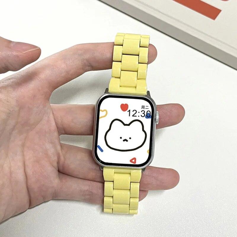 Candy Color Resin Strap for Apple Watch Ultra2 Strap 49mm 45mm 44mm 42mm 41mm 40mm 38mm 9 87 Macaron Wrist for Apple Watch Bands Belt for Iwatch Band