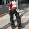 European and American Casual Loose High Waisted Straight Leg Multi Pocket Design, Street Style Personalized Women's Jeans