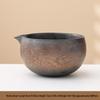 Japanese Gilded Iron Glaze Matcha Bowl and Whisk Holder - Retro Coarse Pottery for Tea Ceremony Accessories