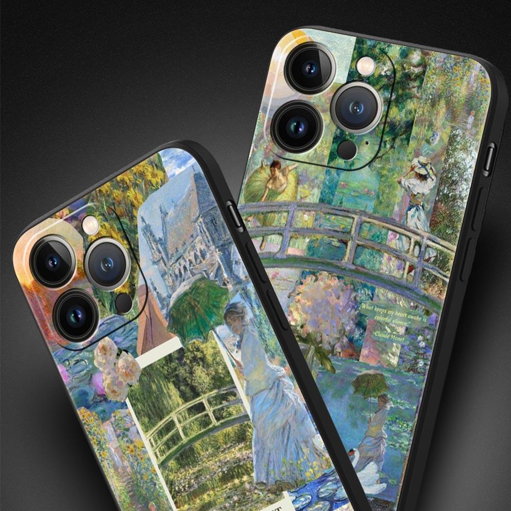 Claude Monet Art Phone Case For iPhone 17 16 15 Pro Max 11 12 13 14 7 8 Plus SE 2020 X XR XS Cover Soft Black
