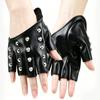 PU Leather Material Half Finger Gloves Rivet Detail PU Leather Gloves Hip Hop Performance