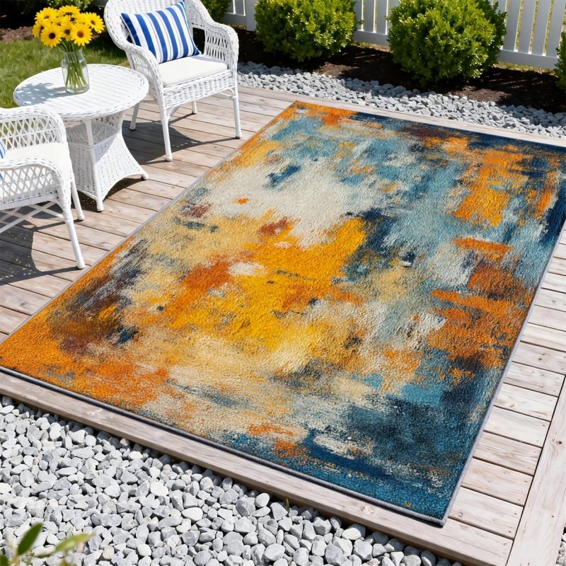 Vintage Golden Medallion Floral Print Large Area Rug Soft Flannel Non Slip Carpet for Living Room Boho Farmhouse Traditional