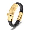 Cross Style Classic Handmade Leather Chain Braided Men Bracelets Fashion Magnet Clasp 316L Stainless Steel Wristband