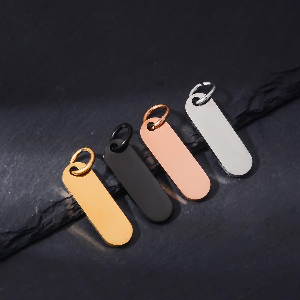 Wholesale 4Pcs/lot Polished Blank Tags Stainless Steel Rectangle Charms Personalized Logo Name for DIY Jewelry Making