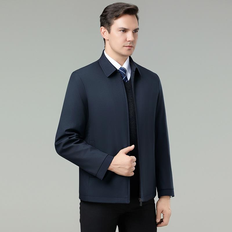 Brand Men's Cold-Proof Cotton Jacket: Autumn Winter Business Casual Non-Iron Warm Silk Coat for Middle-Aged Men