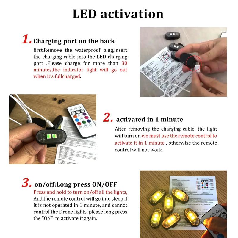 Car Strobe Light 8Color Remote Motorcycle Flash Led Anti-collision Warning Lamp Waterproof Wireless Remote Control For Car Bike