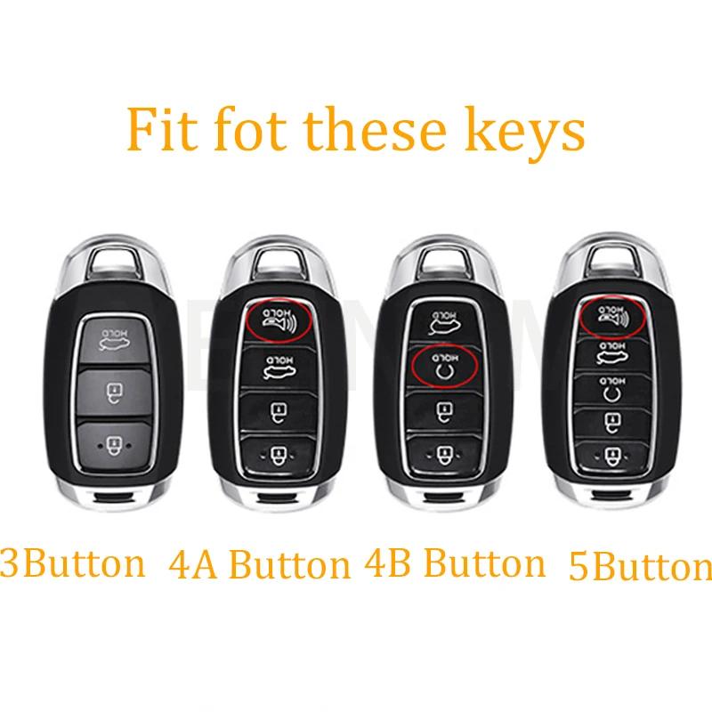 3/4/5 Button Car Key Fob Case Cover For Hyundai I30 Ix35 Kona Encino Solaris Azera Grandeur Ig Accent Santa Fe Palisade Keychain