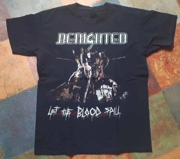 Benighted Band - Let The Blood Spill Tee Shirt Black Unisex S-5XL E2015 XL