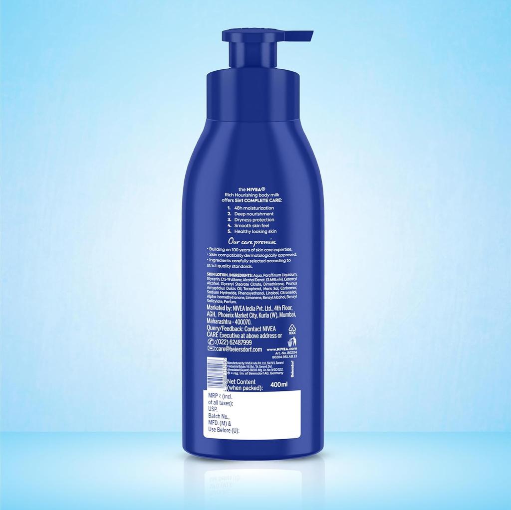 Nivea Nourishing Lotion Body Milk Richly Caring for Very Dry Skin, 400ml
