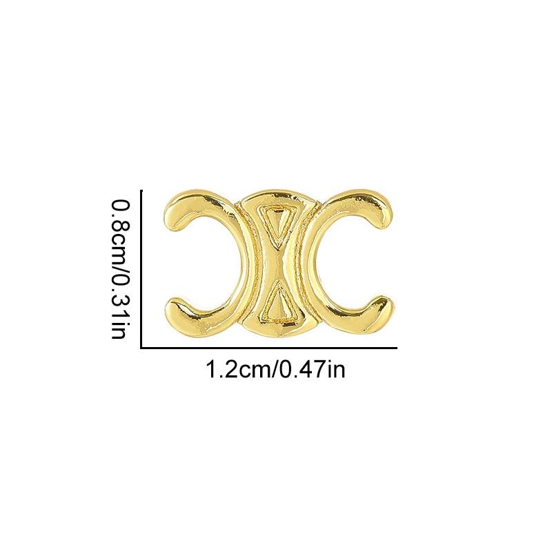 1 Pair Copper Silver Needle Fashionable Double C-Shaped for Women Girls Earrings Hypoallergenic Gold-Plated Stud Ear