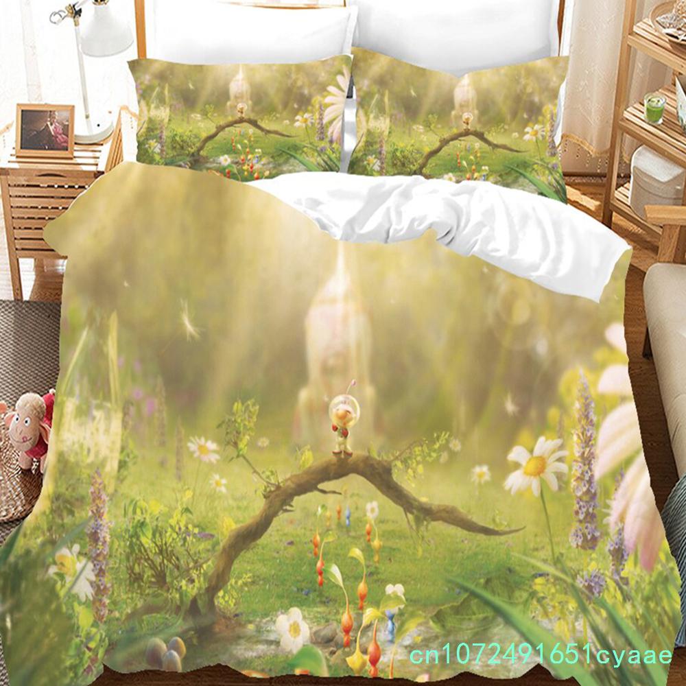 3D Printed Pikmins Game Bedding Set Boys Girls Twin Queen Size Duvet Cover Pillowcase Bed Kids Adult Fashion Home Textileextile