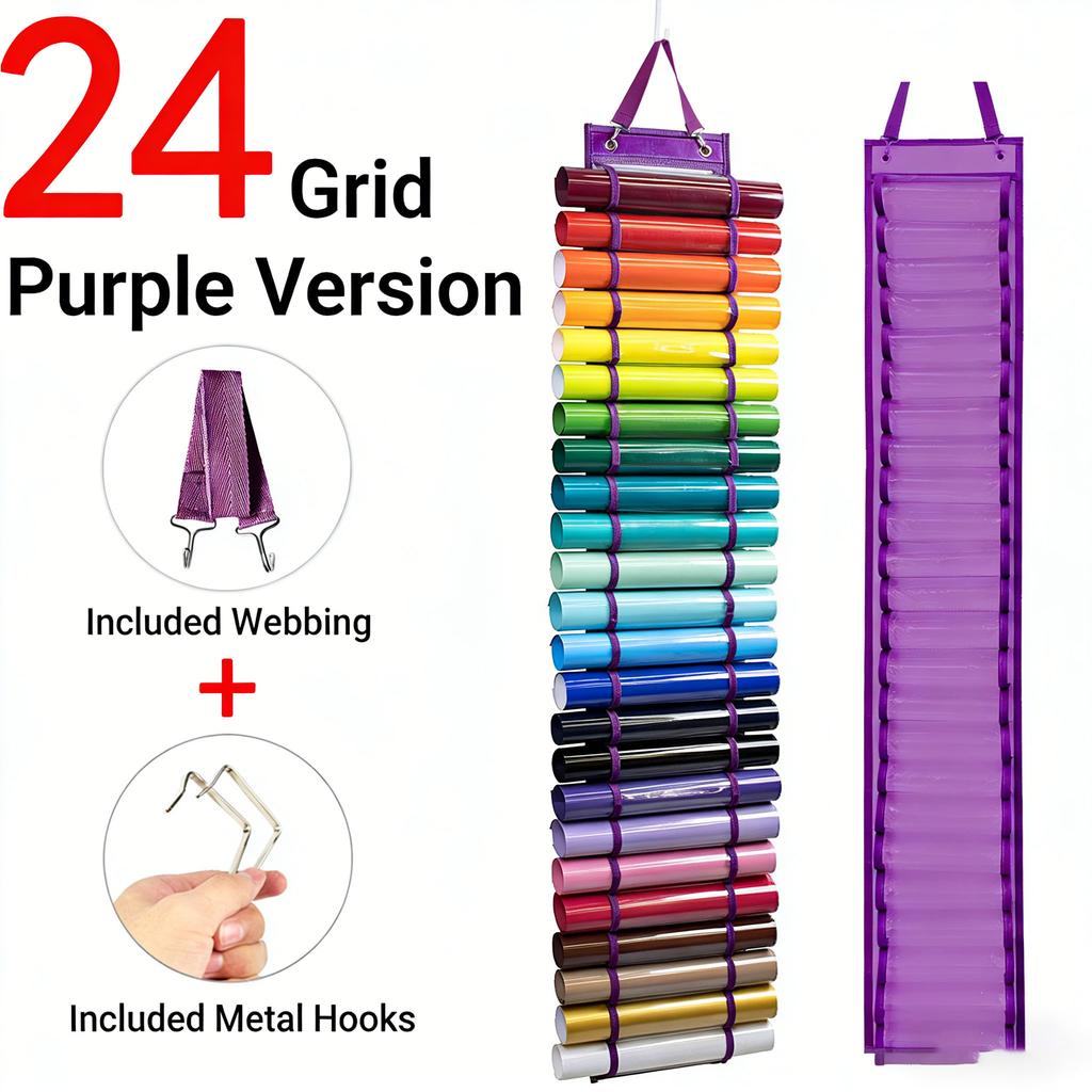 Lettering Heat Transfer Film Specific Bag, Transparent 48-Grid Fits Vinyl Roll Tubes, Hanging Storage Solution