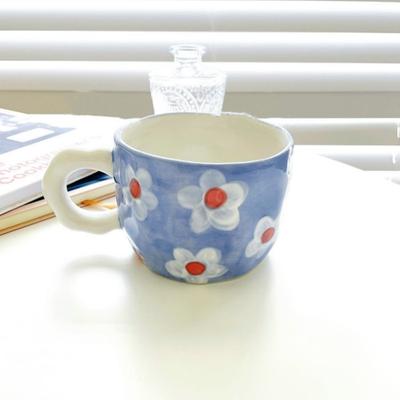 Keramiktassen Kaffeetassen Handgekniffen Unregelmäßig Reine handbemalte Unterglasurfarbe Milchteetasse Cartoon Frühstückstasse Wassertasse