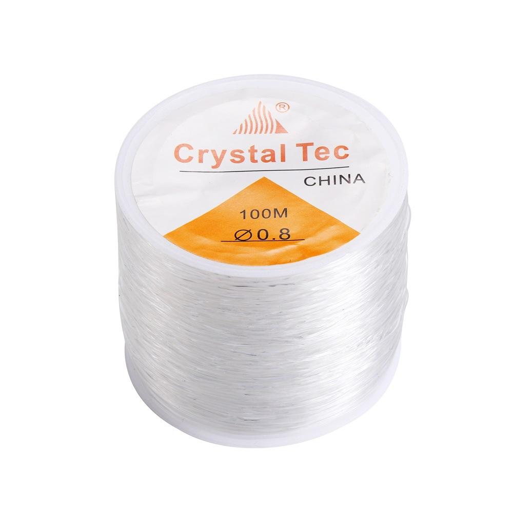 Cordón de Cristal Elástico Fuerte de 100m Hilo para Abalorios Fabricación de Joyería DIY Collar Pulsera Cordón Elástico Grosor 0.5-1mm