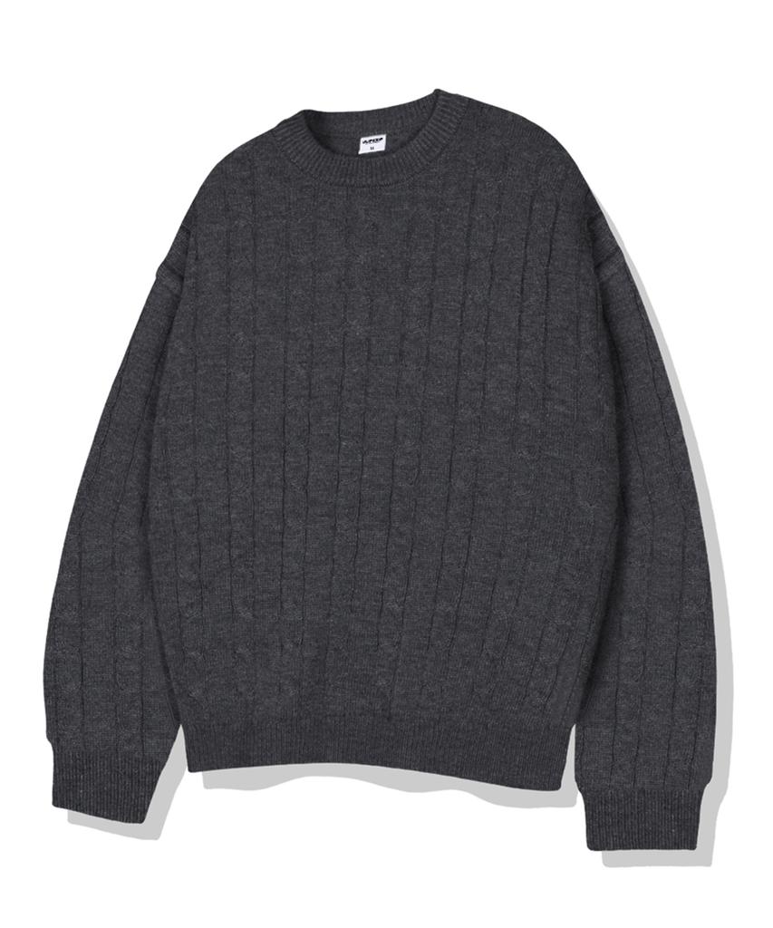 ULIFEZIP Simple Round Neck Cable Knit 5 Colors [Ulzk_1001]