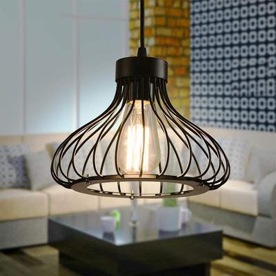 Retro Chandelier Single Head Pendant Lamp Metal Cage Chandelier Industrial Iron Chandelier Loft Kitchen Bar Restaurant