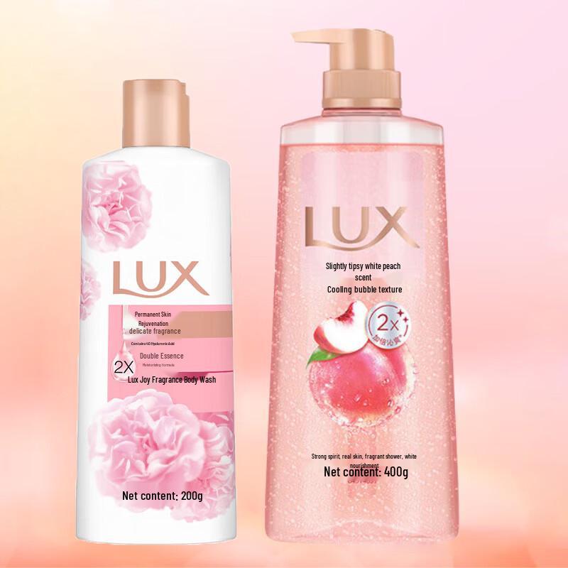 Lux White Peach & Long-Lasting Tender Skin Bubble Shower Gel Set