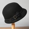 Hepburn style wool bucket hat temperament socialite felt hat autumn and winter new French elegant women's hat
