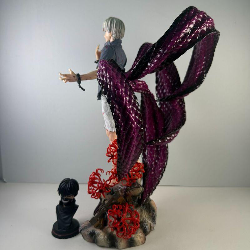39cm/15.4 Inch Tokyo Ghoul Ken Kaneki Figure 4 Kagune Form Kaneki Two Replaceable Heads Anime Statue Collectible Model Toy Gifts