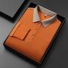 New Men'S Business Casual  Long Sleeve Solid Color Polo Shirt Fashionable Warm Comfortable Four Seasons Versatile Top