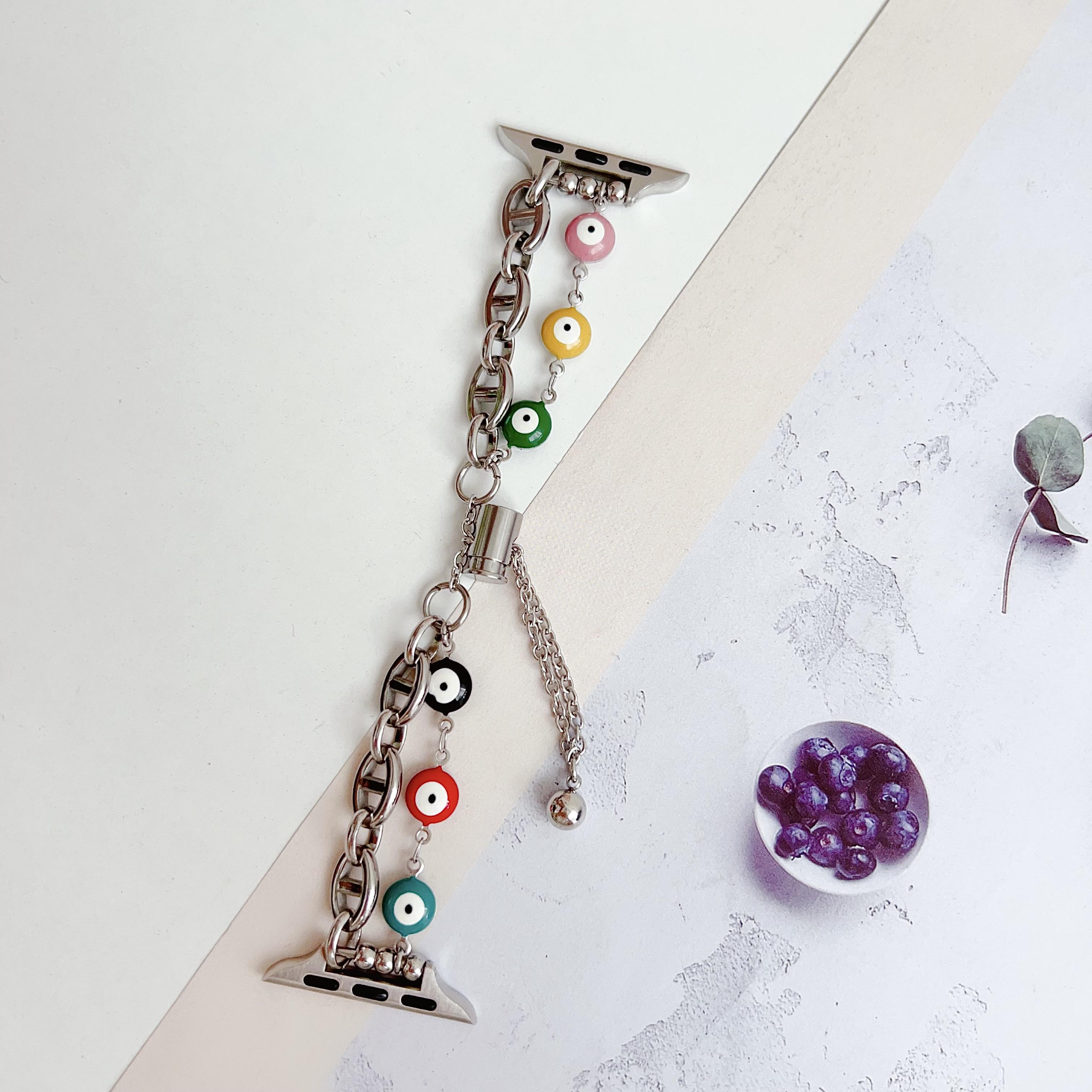 

Застежка большие глаза, ремешок из нержавеющей стали для часов Apple Watch, сменный ремешок для запястья, модный женский ремешок 38/40/41mm