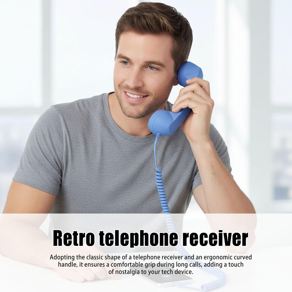 Landline Handle Receiver Type-C Creative Telephone Head Set Ergonomics Portable Vintage Phone Headset for Calls Meetings