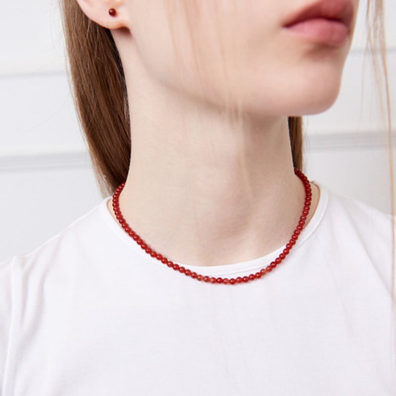 

emott Tiny ball Necklace .2 (Red onyx) FREE