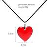 Red Heart Pendant Necklace For Women Girls Glass Crystal Necklace Black Leather Rope Chain Necklaces Y2k Jewelry Friends Gift