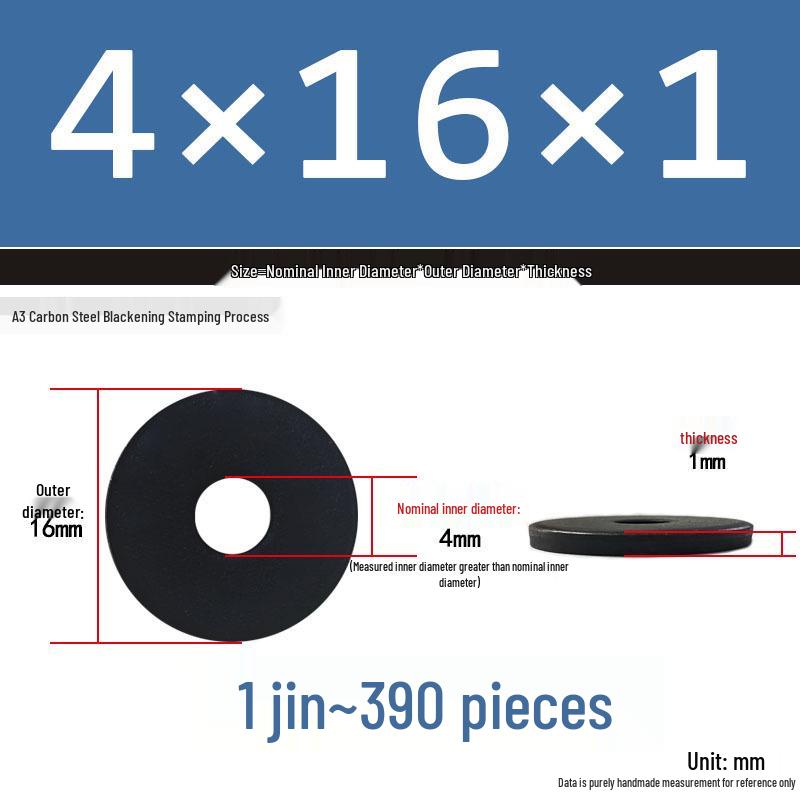 Black Oversized Thickened Round Metal Flat Washer Spacer for Home Use