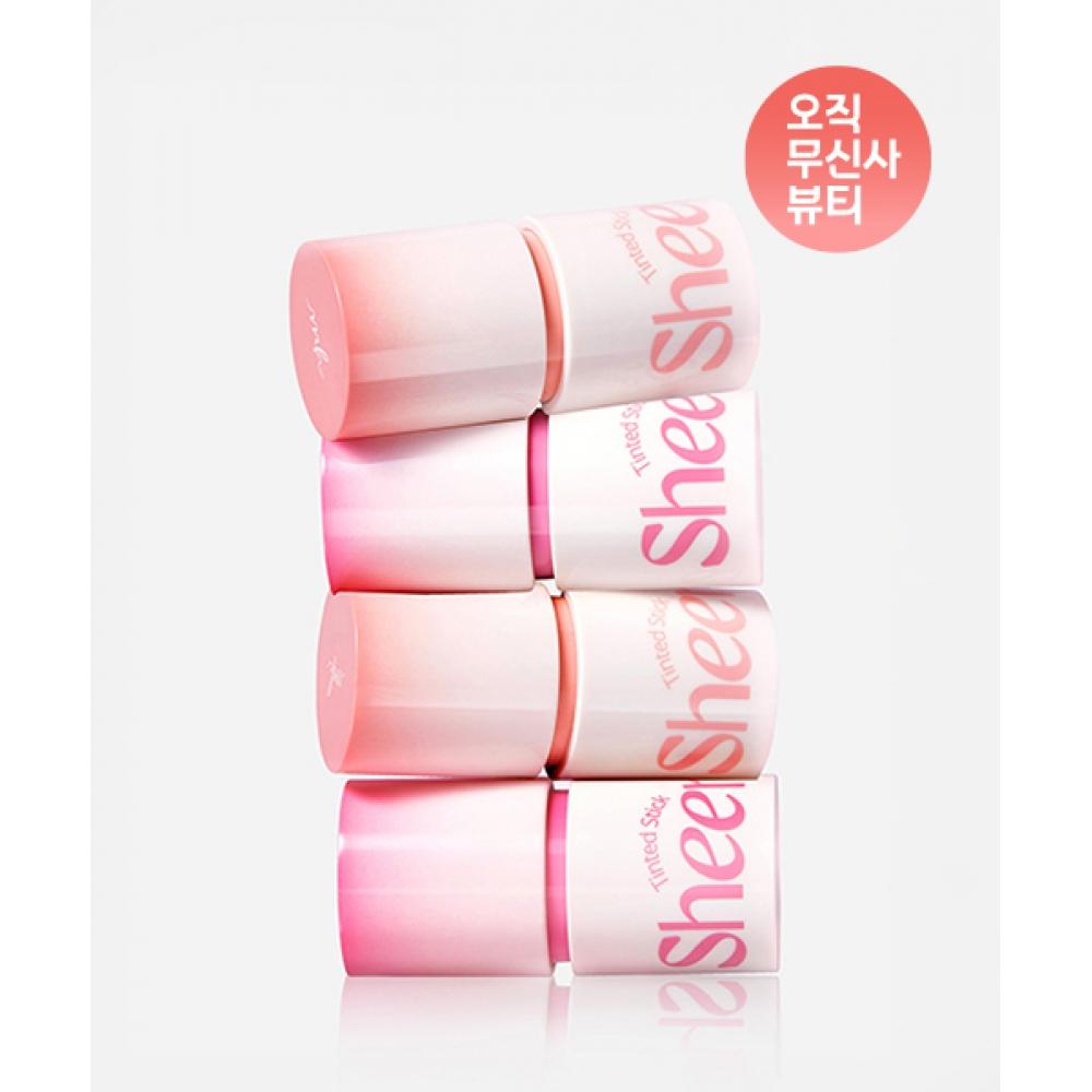 Makeheal [with Mini Puff] Tinted Sheer Stick Blush 2 Pack 07 Sheer Mellow Peach/07 Sheer Mellow Peach