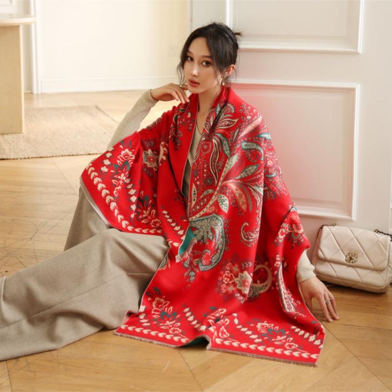 New cashew flower jacquard scarf women's autumn and winter fashion imitation cashmere shawl thickened warm scarf