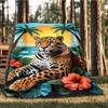 1pc Tropical Leopard Print Print Outdoor Blanket, Lightweight Polyester,