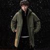 Herren Übergröße Winter Kapuzen Parka Mittellang Baumwolle Windbreaker