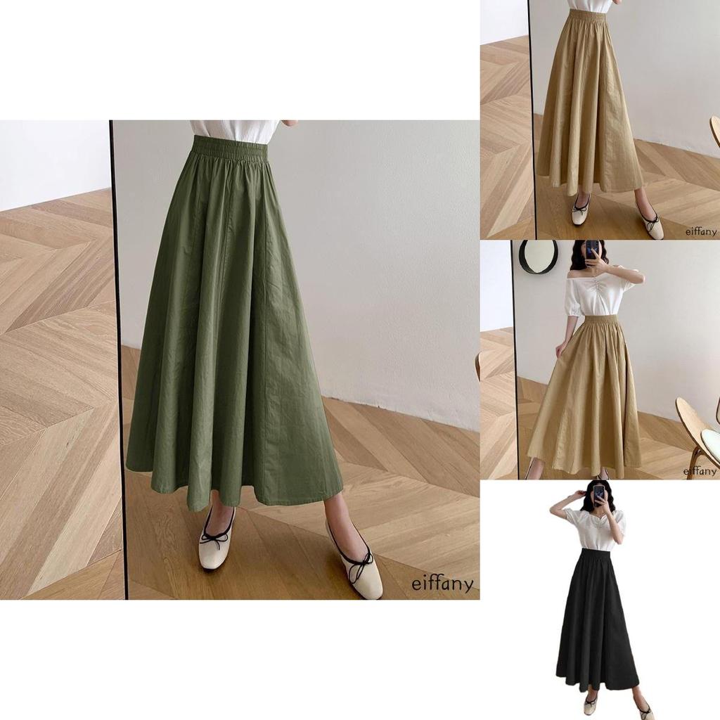 Women Long Skirt Muslimah Plus Size High Waist Plain Maxi Skirt For Casual Wear**