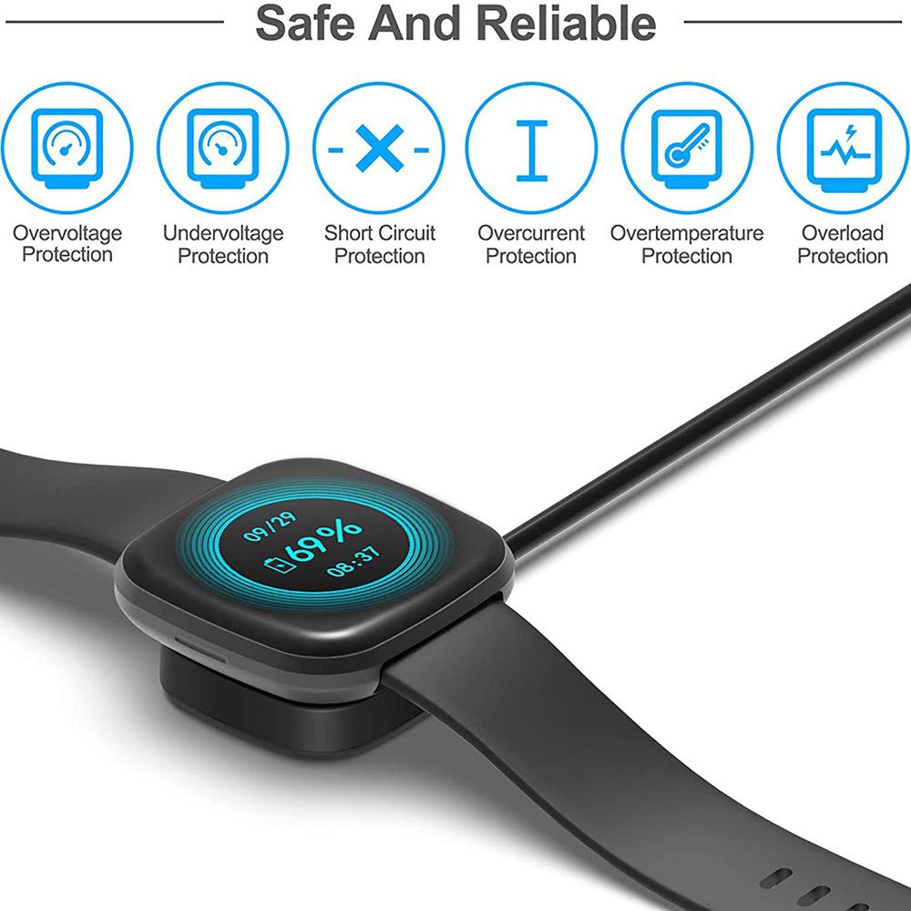 Xiaomi Ladegerät USB-Ladegerät Smartwatch Ladekabel Basis Zubehör 1m für Fitbit Sense/Sense 2/Versa 4/Versa 3