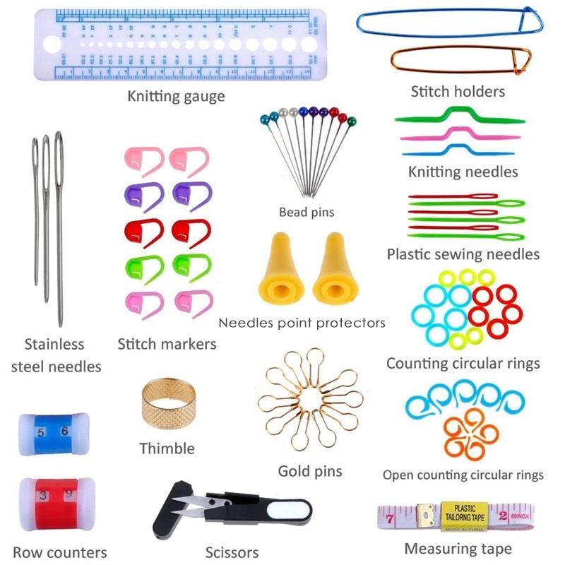 100Pcs/22Pcs DIY 22 Sizes Crochet Hooks Needles Stitches Knitting Craft Case Crochet Agulha Set Weaving Tools Sewing Tools