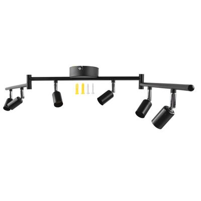 Track Lighting Kit Rotatable Lamp Head 6 Way Ceiling Spotlight GU10 Base Socket 85-265V