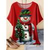 Moda Donna Girocollo Manica Corta Stampa Colore 3D Casual T-shirt Casual a Manica Corta Girocollo