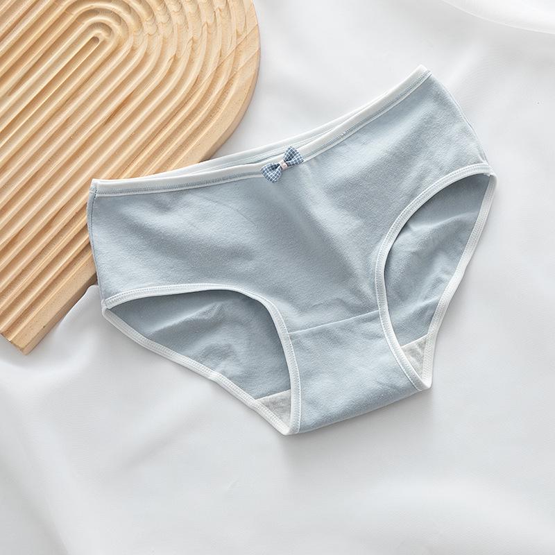 Neues Produkt: Japanische Morandi Schleife Baumwollslips für Mädchen mit mittlerer Taille - Süßes und schlichtes Design