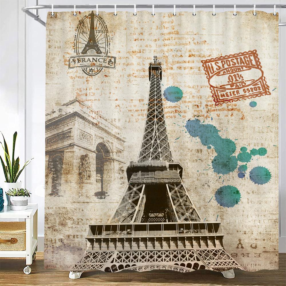 European Retro Scenery City Street View Printed Shower Curtain Waterproof Bath Bathroom Curtains Home Decor Curtains With Hooks