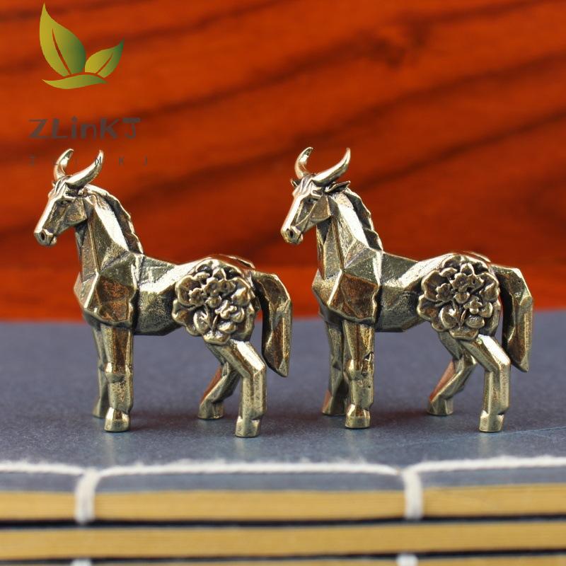 Horse Figure Home Decor Ornament, Zodiac Sign, Horse Brass Statue Ornament Get Rich Immediately, Handicraft, Brass Ornament A