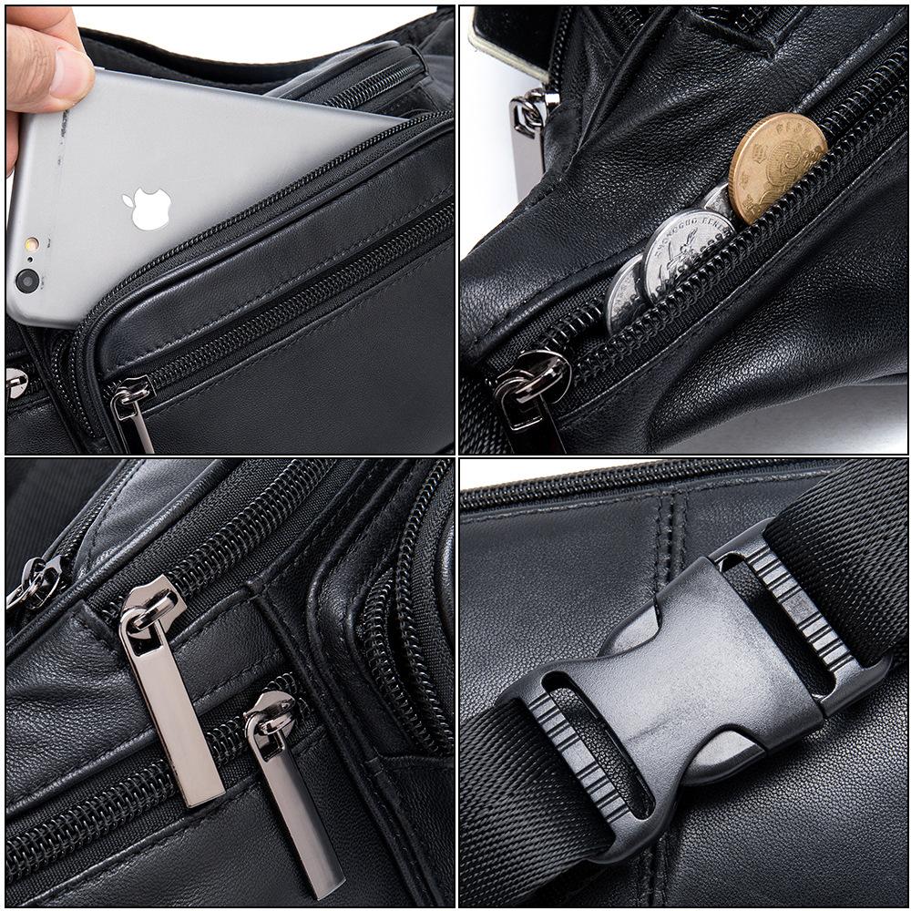 Leather Men's Bag, Men's Leather Phone Waist Bag, Leather Crossbody Bag, Multifunctional Sports and Leisure Crossbody Chest Bag