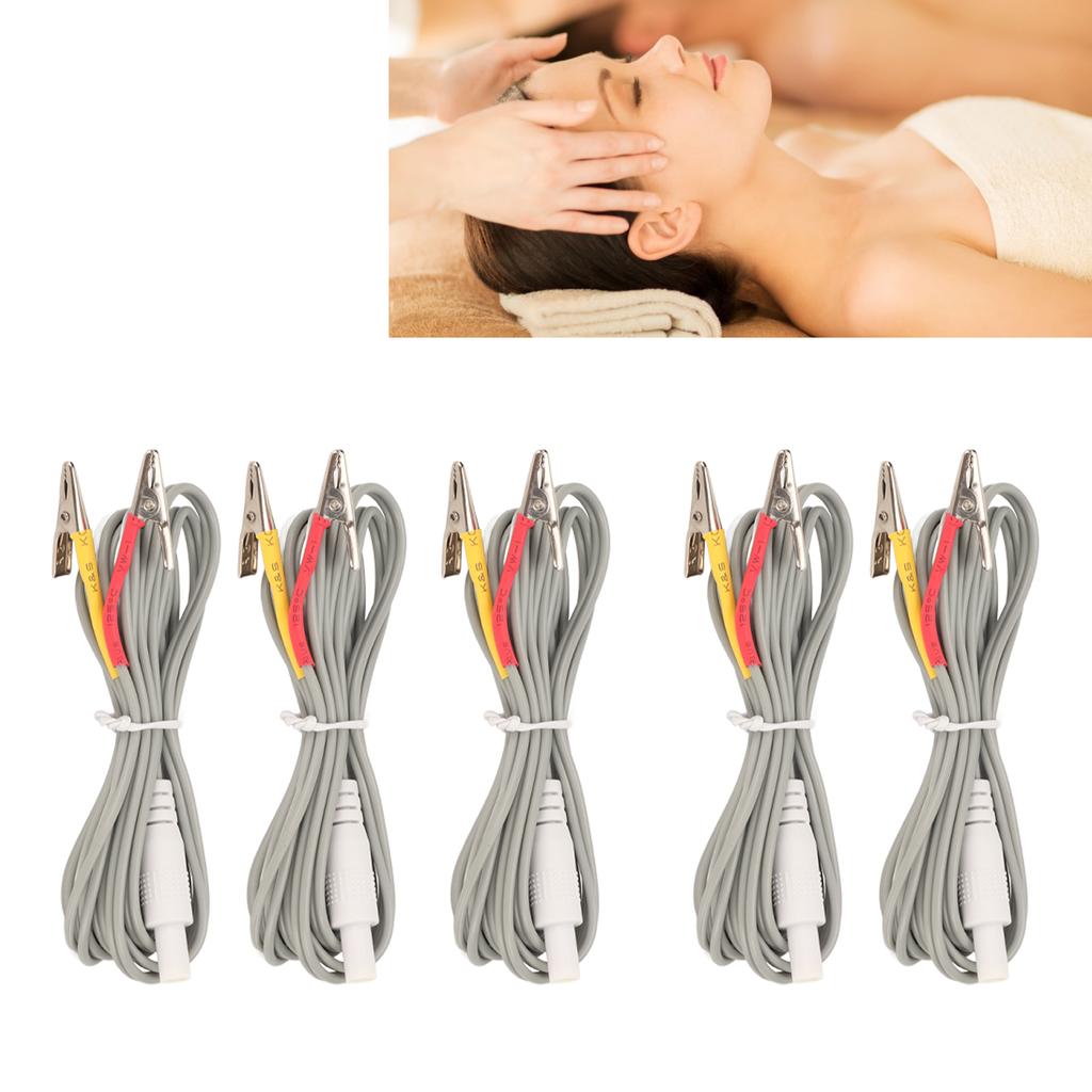 5PCS Clip Electrode Wire Portable Physical Therapy Electrode Wires Cable Clip for TENS Machine Grey