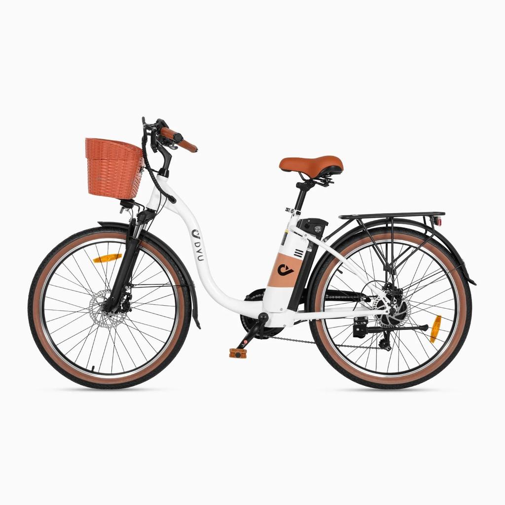 DYU C6 Pro Electric Bike for Adults 250W, 26" Commuting City Urban E-Bike with Basket with 36V 15.6AH