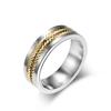 7mm Male Stainless Steel Spinning Rotating Wheat Ear Pattern Ring for Men Punk Anti Stress Jewelry