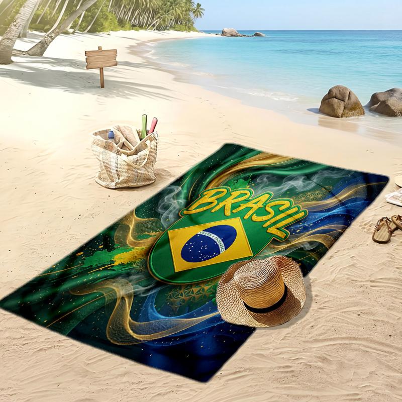 Asciugamano da Spiaggia con Stampa Calcio Brasiliano Asciugatura Rapida Super Assorbente Morbido Asciugamano da Bagno per Nuoto Spiaggia Viaggio Souvenir Regalo