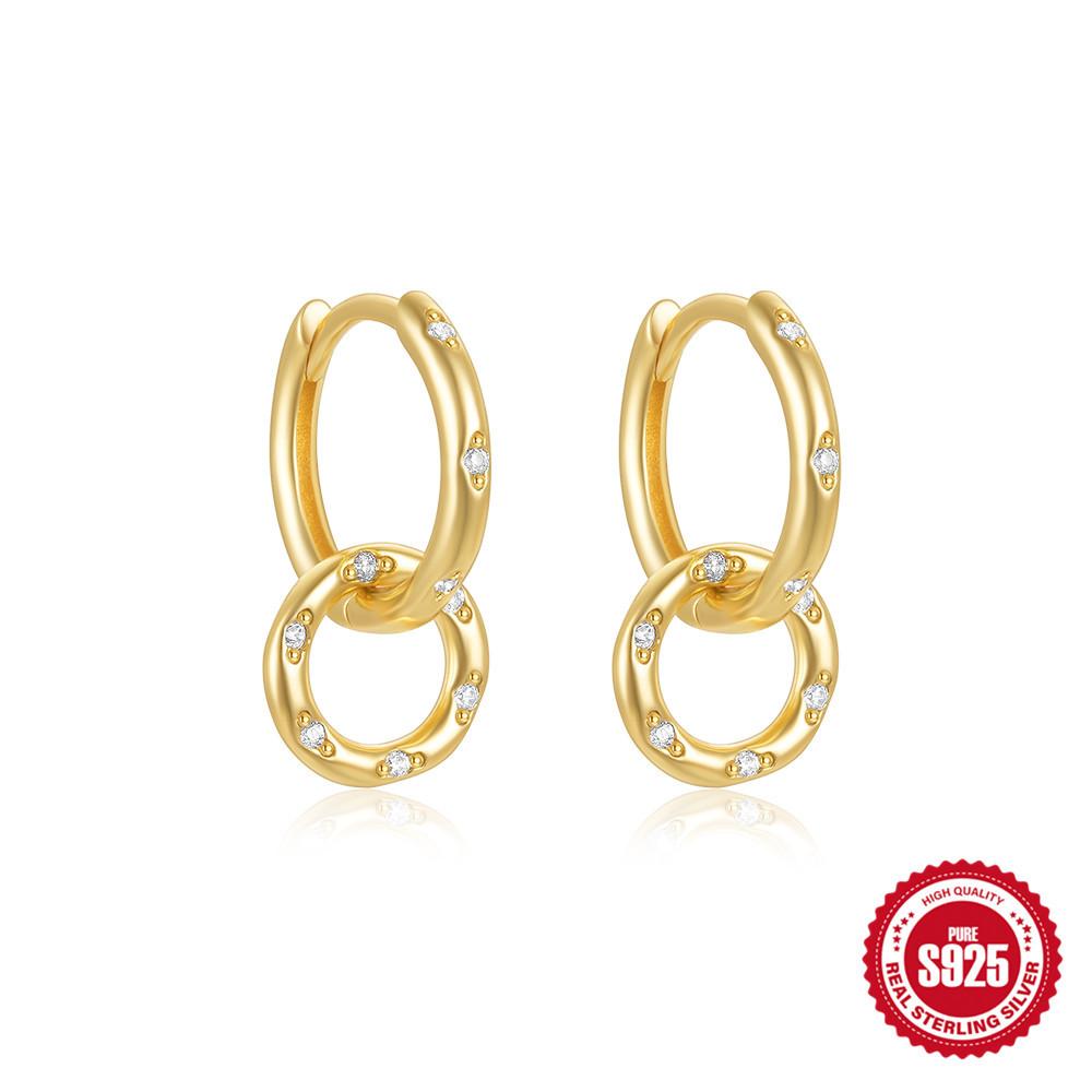 French Retro Earrings Light Luxury Fashion Temperament Elegant Geometric Round Love Tassel S925 Sterling Silver Opal Ears