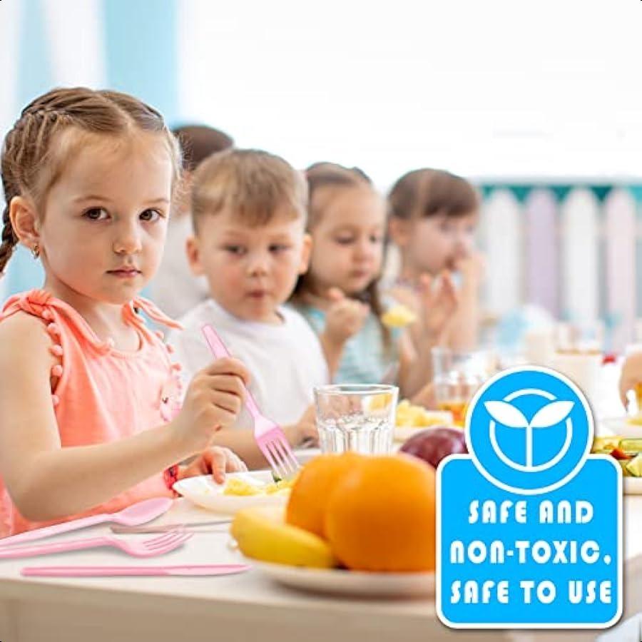 180 Pcs Neon Party Plastic Cutlery Set Includes Forks Spoons Knives Disposable Neon Silverware Sets for Parties 6 Colors